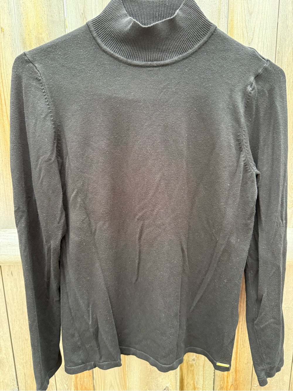 T Tahari Black Long Sleeve Turtleneck Shirt